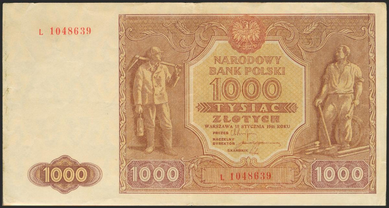 POLAND. 1000 Zlotych. 1946. (Pick: 122). Very Fine. Todas las imágenes disponibl...