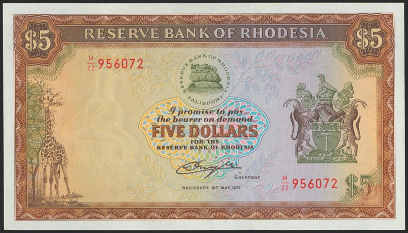 RHODESIA. 5 Dollars. 1979. (Pick: 40a). Uncirculated.
 Todas las imágenes dispo...