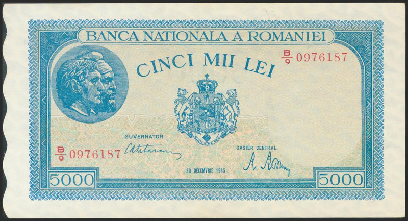 ROMANIA. 5000 Lei. 1945. (Pick: 55a). Uncirculated. Todas las imágenes disponibl...