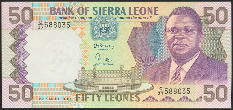 SIERRA LEONE. 50 Leone. 1989. (Pick: 17b). About Uncirculated. Todas las imágene...