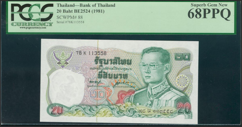 THAILAND. 20 Baht. 1981. (Pick: 88). PCGS68 PPQ. Todas las imágenes disponibles ...