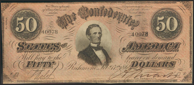 UNITED STATES. CONFEDERATE STATES OF AMERICA. 50 Dollars. 1861. (Pick: 70) (Frie...