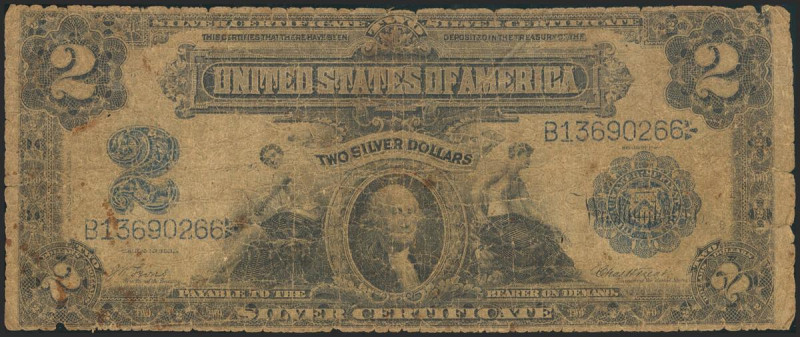 UNITED STATES OF AMERICA. 2 Dollars. 1899. Silver Certificate. Signatures: Lyons...