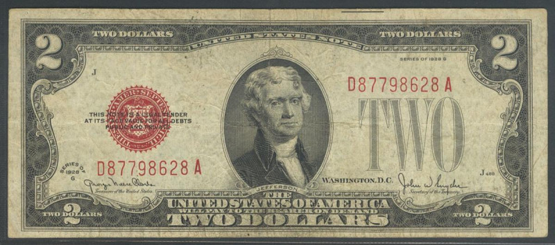 UNITED STATES OF AMERICA. 2 Dollars. 1928G. United States Note. Red seal. (Pick:...