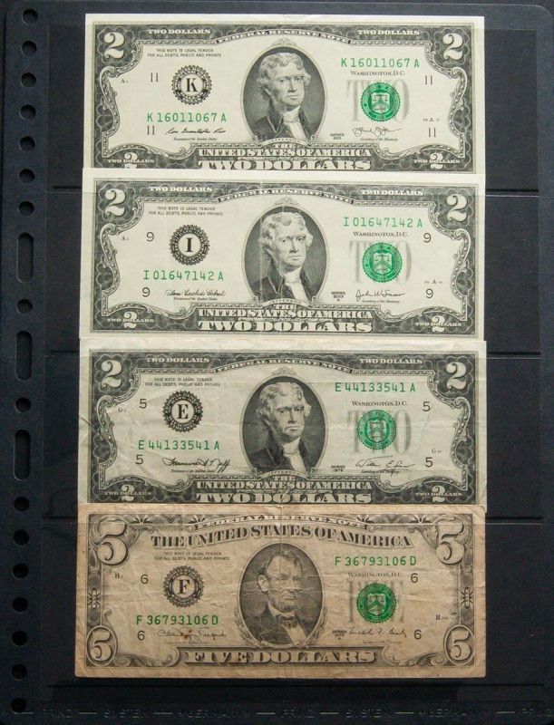 UNITED STATES OF AMERICA. Set of 7 banknotes, different values and years. 1974-2...