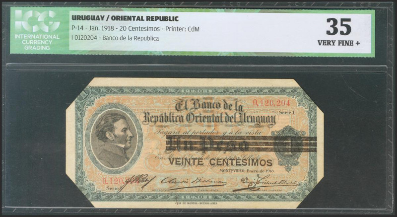 URUGUAY. 20 Centesimos. 1918. Serie I. (Pick: 14). ICG35. Todas las imágenes dis...