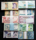 WORLD. Large stock of 70 different banknotes, in different quantities, all modern issues, uncirculated (some with the original seal of the printing fa...