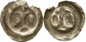 Medieval coins
POLSKA / POLAND / POLEN / SCHLESIEN / GERMANY

Zakon Krzyżacki? XIII-XIV wiek. Brakteat - gałązka i dwie głowy 

Gałązka rozwidlan...