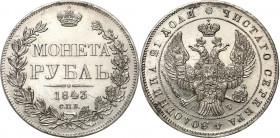 Collection of russian coins
RUSSIA / RUSSLAND / РОССИЯ

Rosja. Nicholas I. Rubel (Rouble) 1843 СПБ АЧ, Petersburg 

Aw.: Dwugłowy orzeł rosyjski ...