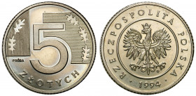 PROBE coins Poland after 1945
POLSKA / POLAND / POLEN / PATTERNPRL. PROBE / SPECIMEN

PRL. PROBA / PATTERN Nickel 5 zlotych 1994 

Piękny, wysele...