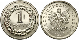 PROBE coins Poland after 1945
POLSKA / POLAND / POLEN / PATTERNPRL. PROBE / SPECIMEN

PRL. PROBA / PATTERN Nickel 1 zloty 1990 

Piękny egzemplar...