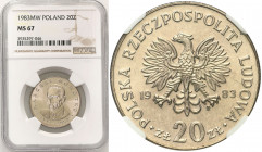 Polish collector coins - PRL
POLSKA / POLAND/ POLEN / POLOGNE / POLSKO

PRL 20 zlotych 1983 Nowotko NGC MS67 (MAX) 

Selekcjonowany egzemplarz o ...