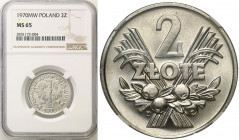Polish collector coins - PRL
POLSKA / POLAND/ POLEN / POLOGNE / POLSKO

PRL. 2 zlote 1970 jagody, aluminum NGC MS65 - beautiful 

Menniczy egzemp...