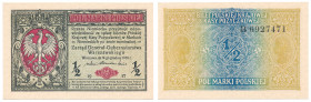 Polish Banknotes 1916-1948
POLSKA/ POLAND/ POLEN / PAPER MONEY / BANKNOT

1/2 marek (mark) polskiej 1916 series B - Generał 

Wyśmienicie zachowa...