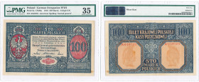 Polish Banknotes 1916-1948
POLSKA/ POLAND/ POLEN / PAPER MONEY / BANKNOT

100 marek polskich 1916 series A - jenerał PMG 35 

Złamany w pionie i ...