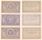 Polish Banknotes 1916-1948
POLSKA/ POLAND/ POLEN / PAPER MONEY / BANKNOT

1 marek (mark) polska series ILC, IBG, PB, set 3 pieces 

Seria ILC, IB...