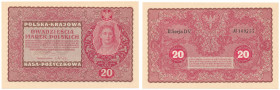 Polish Banknotes 1916-1948
POLSKA/ POLAND/ POLEN / PAPER MONEY / BANKNOT

20 marek polskich 1919 II series DV 

Wyśmienicie zachowany.Lucow 379 (...