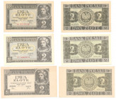 Polish Banknotes 1916-1948
POLSKA/ POLAND/ POLEN / PAPER MONEY / BANKNOT

2 zlote 1936 series AE, CO i bez serii, set 3 pieces 

Jeden egzemplarz...
