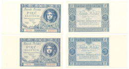 Polish Banknotes 1916-1948
POLSKA/ POLAND/ POLEN / PAPER MONEY / BANKNOT

5 zlotych 1930 series CN i D, set 2 pieces 

Rzadsza seria jednoliterow...