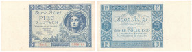 Polish Banknotes 1916-1948
POLSKA/ POLAND/ POLEN / PAPER MONEY / BANKNOT

5 zlotych 1930 series D 

Zagniecenia w okolicy prawego marginesu, ale ...