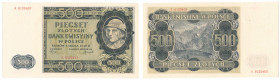 Polish Banknotes 1916-1948
POLSKA/ POLAND/ POLEN / PAPER MONEY / BANKNOT

500 zlotych 1940 series A 

Lekkie zagniecenia papiery, ale banknot pię...