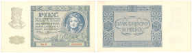 Polish Banknotes 1916-1948
POLSKA/ POLAND/ POLEN / PAPER MONEY / BANKNOT

5 zlotych 1940 series B 

Banknot złamany poziomo.Lucow 773 (R3); Miłcz...