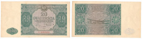 Polish Banknotes 1916-1948
POLSKA/ POLAND/ POLEN / PAPER MONEY / BANKNOT

20 zlotych 1946, series E 

Kilka kropek ołówkiem, niewielkie zagniecen...
