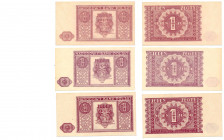 Polish Banknotes 1916-1948
POLSKA/ POLAND/ POLEN / PAPER MONEY / BANKNOT

1 zloty 1946, set 3 pieces 

Banknoty bez oznaczenia serii i numeracji....