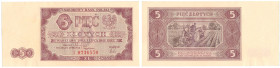 Polish Banknotes 1916-1948
POLSKA/ POLAND/ POLEN / PAPER MONEY / BANKNOT

5 zlotych 1948 series A - RARE 

Rzadka początkowa seria A.Banknot ugię...