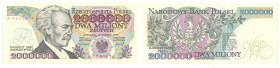 Banknotes of the Polish Peoples Republic and the Third Republic of Poland
POLSKA/ POLAND/ POLEN / PAPER MONEY / BANKNOT

2.000.000 zlotych 1992 ser...