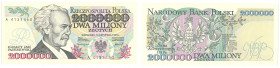 Banknotes of the Polish Peoples Republic and the Third Republic of Poland
POLSKA/ POLAND/ POLEN / PAPER MONEY / BANKNOT

2.000.000 zlotych 1993 ser...