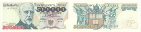 Banknotes of the Polish Peoples Republic and the Third Republic of Poland
POLSKA/ POLAND/ POLEN / PAPER MONEY / BANKNOT

500.000 zlotych 1993 serie...