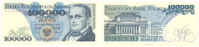 Banknotes of the Polish Peoples Republic and the Third Republic of Poland
POLSKA/ POLAND/ POLEN / PAPER MONEY / BANKNOT

100.000 zlotych 1990 serie...