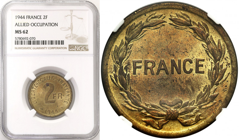 France
WORLD COINS

France, occupation. 2 Francs 1944, Philadelphia NGC MS62 ...