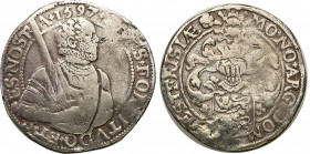 Netherlands
WORLD COINS

Netherlands, Friesland. Thaler 1597 

Manipulowana moneta. Załatany otwór.Davenport 8865; Delmonte 924

Details: 27,88...