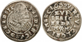 Germany
WORLD COINS

Germany, Bremen. Friedrich III (1634-1646). 1/16 thaler 1642? 

Patyna.KM 37.var.

Details: 1.63 g Ag 
Condition: 3 (VF)