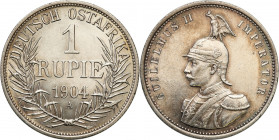 Germany
WORLD COINS

Germany (Deutschland), DOA, East Africa. William II. 1 rupee 1904 A, Berlin 

Atrakcyjny egzemplarz z dużą ilości połysku me...