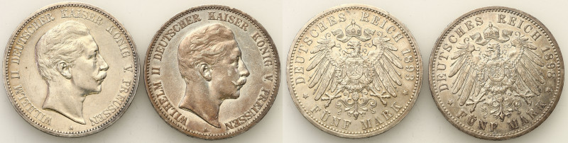 Germany
WORLD COINS

Germany (Deutschland), Prussia. 5 marks 1893, 1898 A, Be...