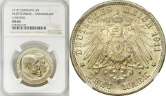 Germany
WORLD COINS

Germany (Deutschland), Wrttemberg. 3 brands (mark) 1911 F NGC MS64 

Wybite na 25 rocznicę zaślubin Wilhelma II z Charlottą....