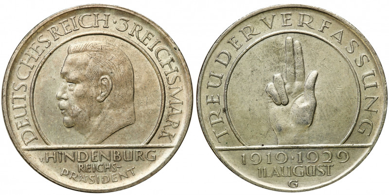 Germany
WORLD COINS

Germany (Deutschland), Weimar. 3 brands (mark) 1929 G, S...
