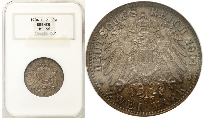 Germany
WORLD COINS

Germany (Deutschland), Bremen. 2 brands (mark) 1904 J, H...