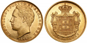 Portugal
WORLD COINS

Portugal. Luis I (1861-1889). 10,000 reis 1879 

Bardzo ładnie zachowana moneta. Dużo połysku w tle.Friedberg 152; Schlum. ...
