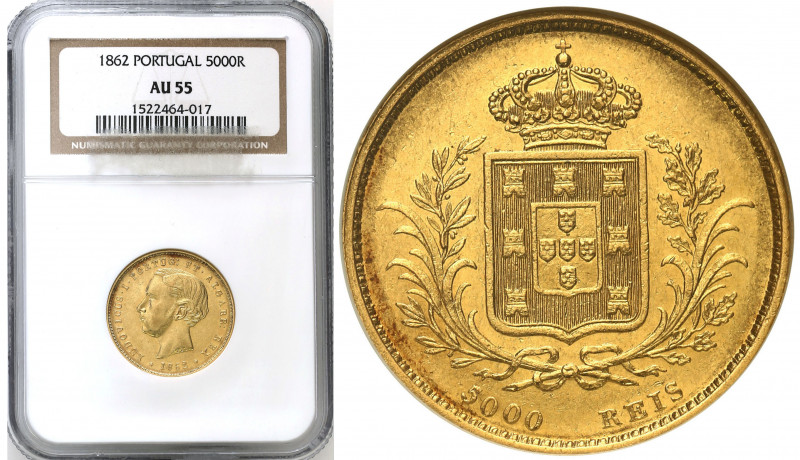 Portugal
WORLD COINS

Portugal. Luis I (1861-1889). 5.000 reis 1862, Lisbon N...