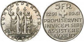 Switzerland
WORLD COINS

Switzerland. 5 francs 1941 B, Bern 

Wybite z okazji 650 rocznicy Konfederacji Szwajcarskiej.Pięknie zachowane.

Detai...