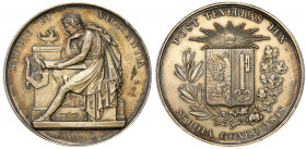 Switzerland
WORLD COINS

Switzerland, Geneva, 19th century. School Medal for Literature, Silver 

Aw.: Herb otoczony gałązkami laurowymi i dębowy...