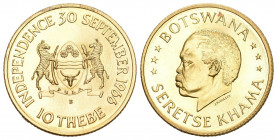 Botswana 1966 10 Thebe Gold 11,4g selten FDC