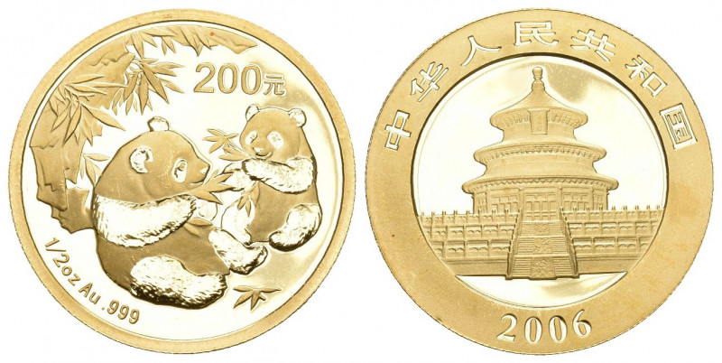 Volksrepublik, seit 1949. Gold Panda 200 Yuan 2006. 1/2 oz Gold fein. 15,55 g fe...