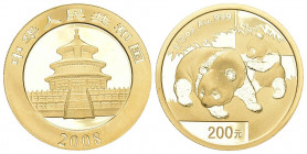 CHINA und Südostasien China Volksrepublik, seit 1949
200 Yuan GOLD 2008. Panda mit Jungtier. 1/2 Unze Feingold.Stempelglanz ohne Plastik