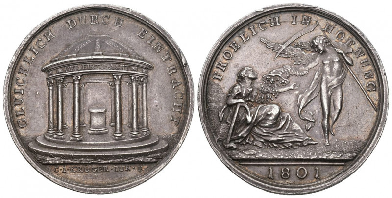 Sachsen 1801 Friedrich von Lunewille Franz August Silber Medaille 20,3g 40mm bis...