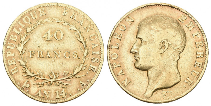 DAS ERSTE KAISERREICH. KAISER NAPOLÉON I, 1804-1814, 1815. 
40 Francs AN 14 (180...